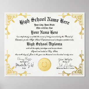 Real foil Home School Graduate Diploma homeschool  Prints