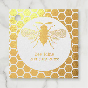 Real Foil Honey Bee Comb Hive Thank You Bee Mine Foil Favor Tags