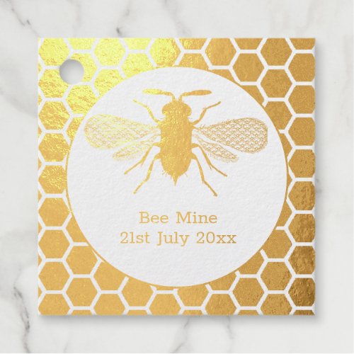 Real Foil Honey Bee Comb Hive Thank You Bee Mine Foil Favor Tags