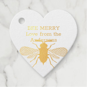 Real Foil Honey BEE Merry Christmas Gifts Favors Foil Favor Tags