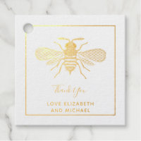 Real FOIL Honey BEE Wedding Favor Gifts Thank You Foil Favor Tags