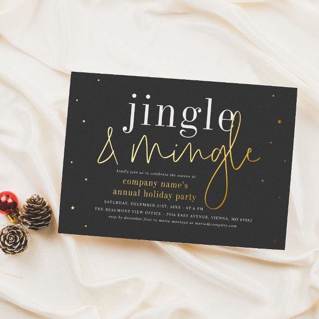 Real Foil Jingle Mingle Corporate Christmas Party Foil Invitation (Creator Uploaded)