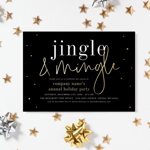 Real Foil Jingle Mingle Corporate Christmas Party Foil Invitation
