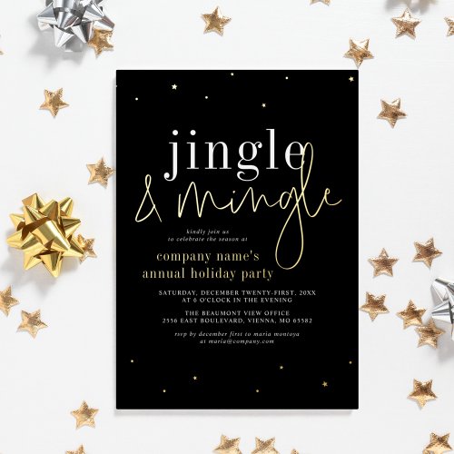 Real Foil Jingle  Mingle Corporate Holiday Party Foil Invitation