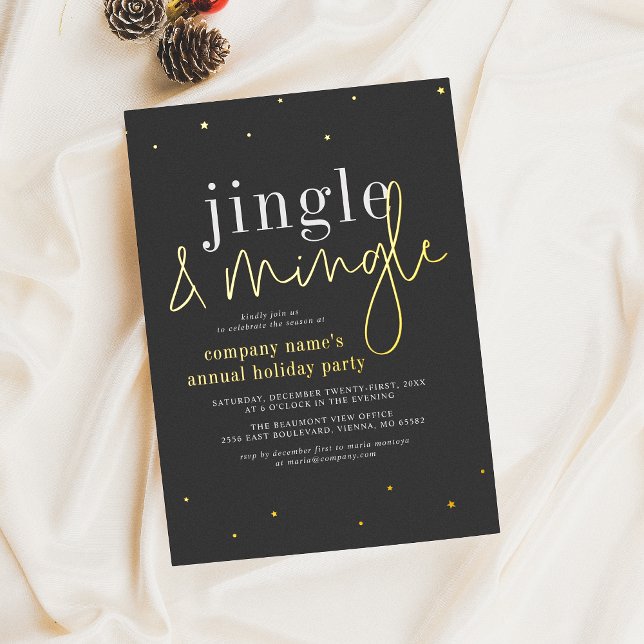 Real Foil Jingle & Mingle Corporate Holiday Party Invitation (Creator Uploaded)