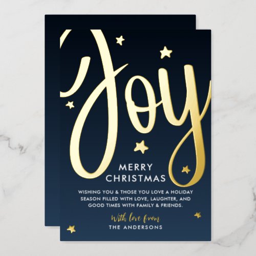 REAL FOIL Joy Merry Christmas  Happy Holidays Foil Holiday Card