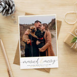 Real Foil Married & Merry Christmas Holiday Photo<br><div class="desc">Add some shine to your Christmas cards with real gold, silver, or rose gold foil! This classic and timeless metallic style is sure to add another level to your cards. Warm wishes from the new Mr. & Mrs.! This design is perfect for any newlywed couple! The top of the card...</div>