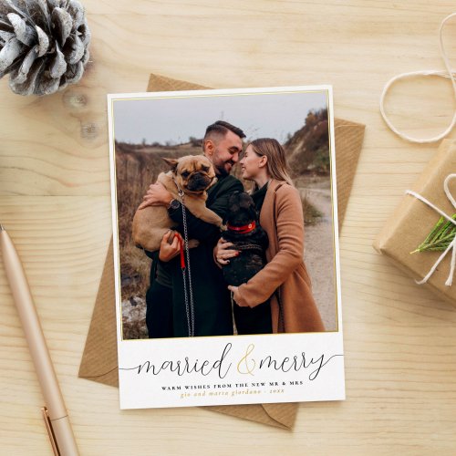 Real Foil Married  Merry Christmas Holiday Photo