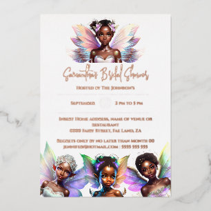 Real foil melanin fairy rose gold luxurious glam invitation