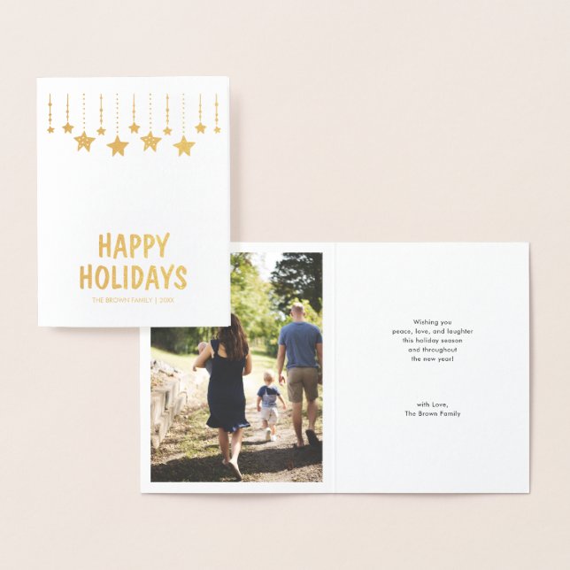 Real Foil Merry Christmas Photo Greeting Card (Display)