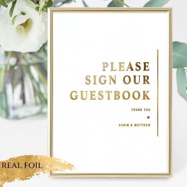 Real Foil Minimal Wedding Guest book Sign (Creator Uploaded)
