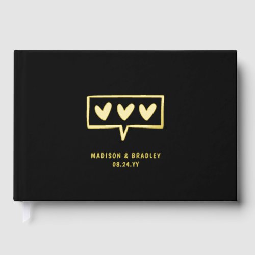 Real Foil Modern Love Hearts Wedding Foil Guest Book