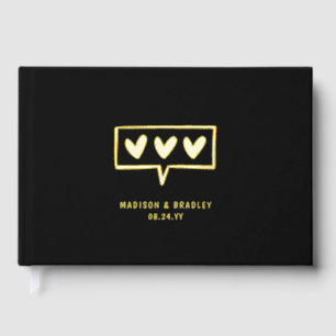 Real Foil Modern Love Hearts Wedding Foil Guest Book