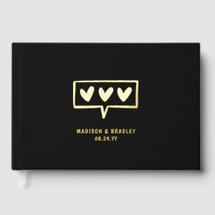 Real Foil Modern Love Hearts Wedding Guest Book