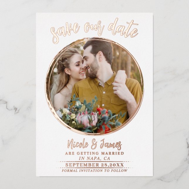 Real Foil Modern Save the Date Photo Wedding  Invitation (Front)