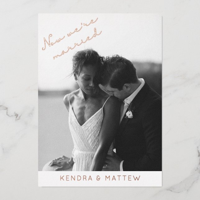 Real Foil Modern Wedding Elopement Announcement (Front)