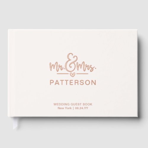 Real Foil Mr  Mrs Personalized Name Cream Wedding Foil Guest Book