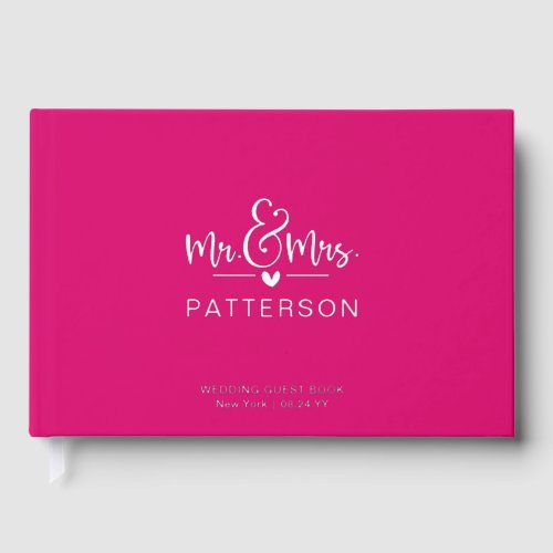 Real Foil Mr  Mrs Personalized Name Pink Wedding Foil Guest Book