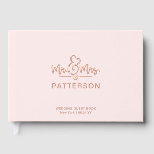 Real Foil Mr  Mrs Personalized Name Pink Wedding Foil Guest Book