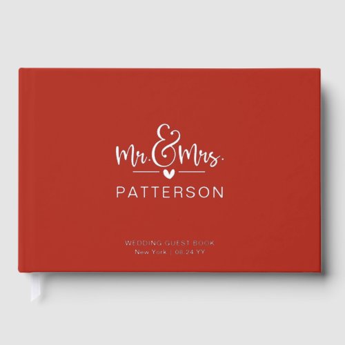 Real Foil Mr  Mrs Personalized Name Red Wedding Foil Guest Book