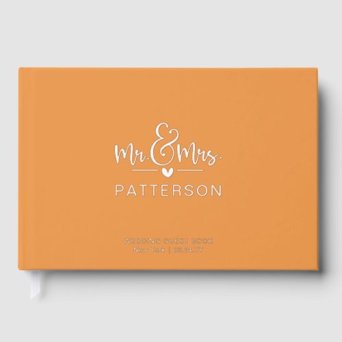 Real Foil Mr  Mrs Personalized Orange Wedding Foil Guest Book