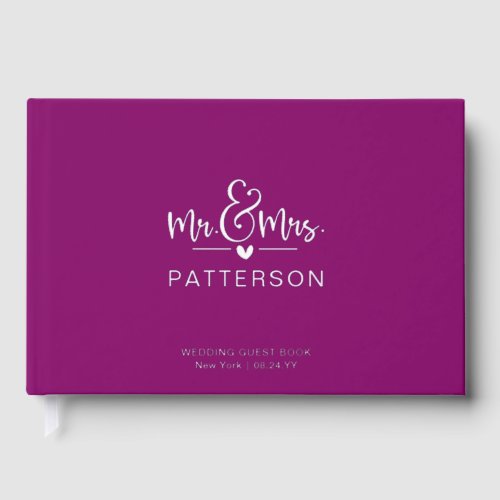 Real Foil Mr  Mrs Personalized Purple Wedding Foil Guest Book