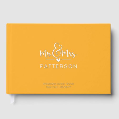 Real Foil Mr  Mrs Personalized Yellow Wedding Foil Guest Book