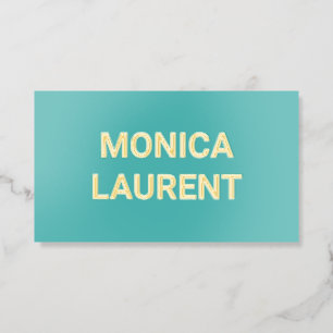 REAL FOIL NAME QR CODE SOCIAL ICONS AQUA TEAL BUSINESS CARDS