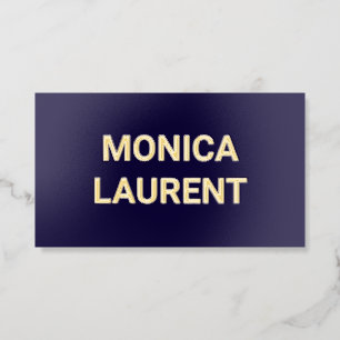REAL FOIL NAME QR CODE SOCIAL ICONS NAVY BLUE BUSINESS CARDS