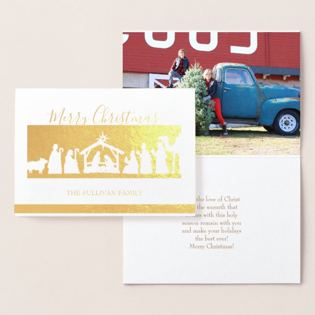 Real Foil Nativity Christmas Card (Display)