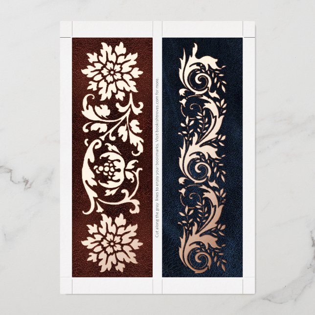 Real Foil Ornate Book Spine 2 Bookmarks Per Card (Front)