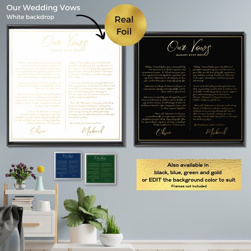 Real Foil Our WEDDING VOWS Newlyweds Mr Mrs Foil P Foil Prints