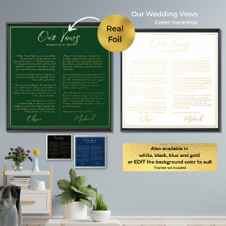 Real Foil Our WEDDING VOWS Newlyweds Mr Mrs Foil P Prints