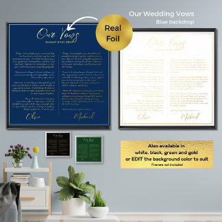 Real Foil Our WEDDING VOWS Newlyweds Mr Mrs Foil P Prints