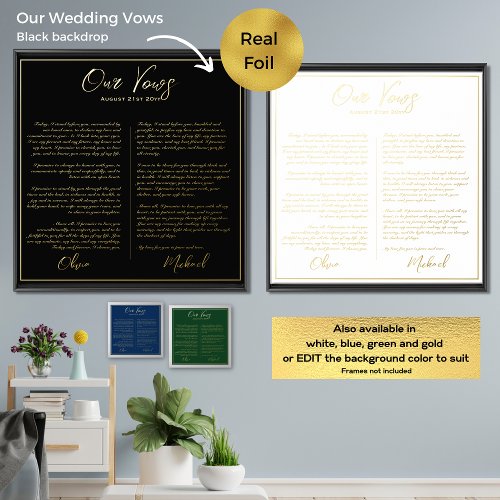 Real Foil Our WEDDING VOWS Newlyweds Mr Mrs Foil Prints