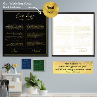 Real Foil Our WEDDING VOWS Newlyweds Mr Mrs Prints