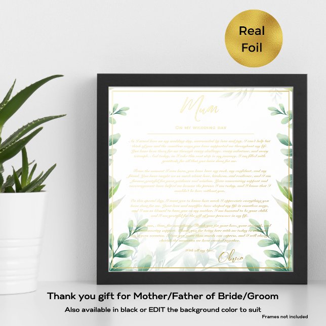 Real Foil Parents of Bride Groom Mom Dad Thank You Foil Prints (Creator Uploaded)