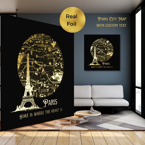 Real Foil PARIS Street Map Custom Art Foil Prints