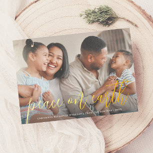 Real Foil Peace On Earth Photo Christmas Holiday