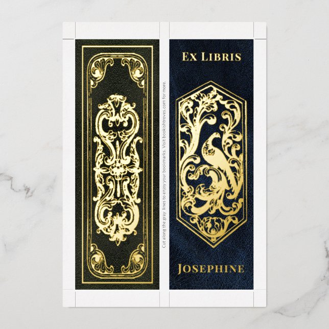 Real Foil Personalized Name 2 Bookmarks Per Card (Front)
