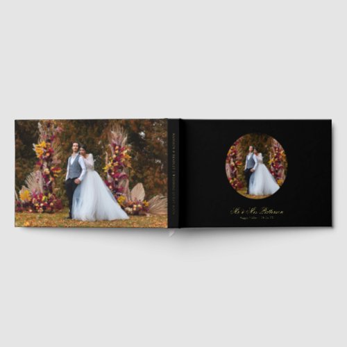 Real Foil Photo Simple Personalized Black Wedding Foil Guest Book