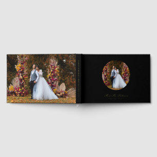 Real Foil Photo Simple Personalized Black Wedding Guest Book