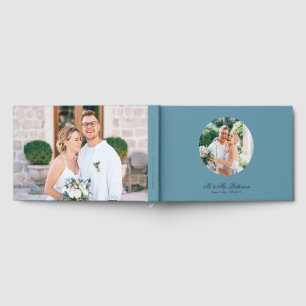 Real Foil Photo Simple Personalized Blue Wedding Guest Book