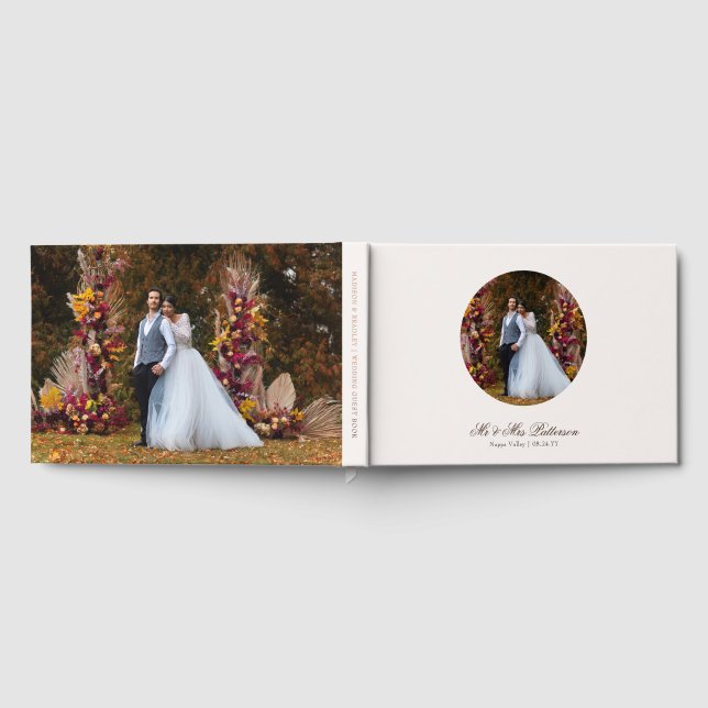 Real Foil Photo Simple Personalized Cream Wedding Foil Guest Book (Full)