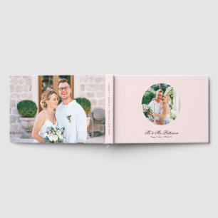 Real Foil Photo Simple Personalized Pink Wedding Guest Book