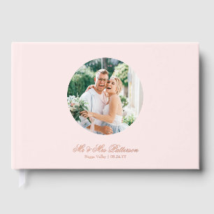 Real Foil Photo Simple Personalized Pink Wedding Guest Book