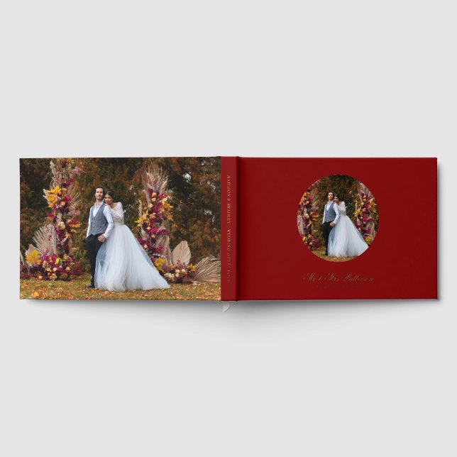 Real Foil Photo Simple Personalized Red Wedding Foil Guest Book (Full)