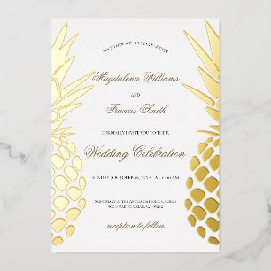 real foil pineapples wedding foil invitation