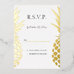 real foil pineapples wedding RSVP  Invitation