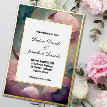 Real Foil Pink Floral Wedding Invitation Foil Invitation by SharonCullars at Zazzle